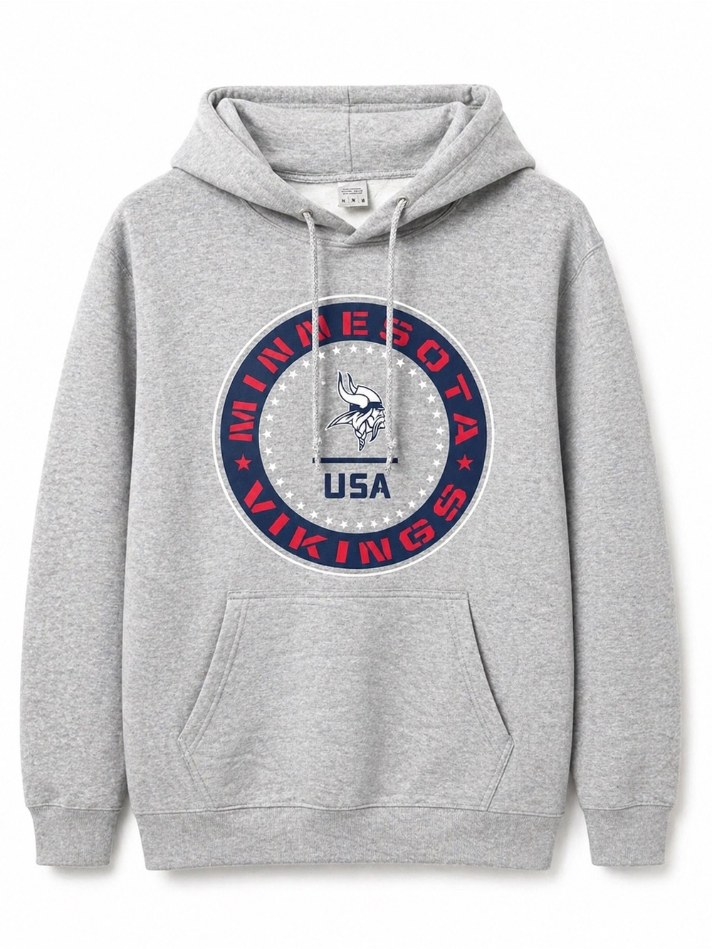 Minnesota Vikings USA Graphic Hoodie Gray Pullover Sweatshirt Men’s Medium NFL